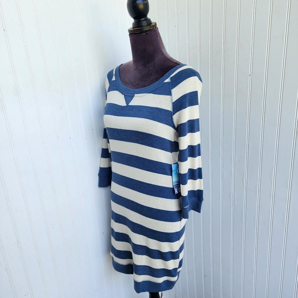 NWT Roxy Rain Shine Sweater Dress Blue Cream Striped Long Sleeve Stretch Sz S - Picture 5 of 14